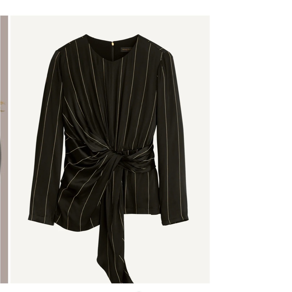 Donna Karan PINSTRIPE TIE WAIST TOP